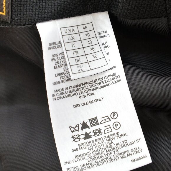 Brooks Brothers Black Silk Wool Tailored Pencil Skirt Loro Piana Sz 4 - Picture 10 of 11